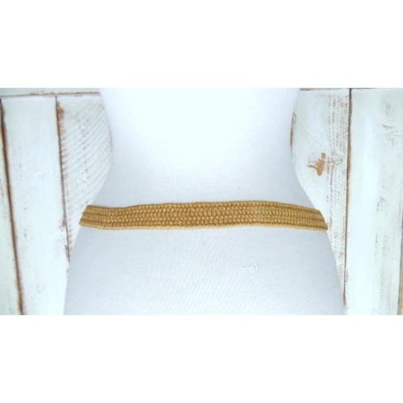 Vintage tan/light brown elastic stretch chord skinny belt/woven jute twine chord - Picture 4 of 5